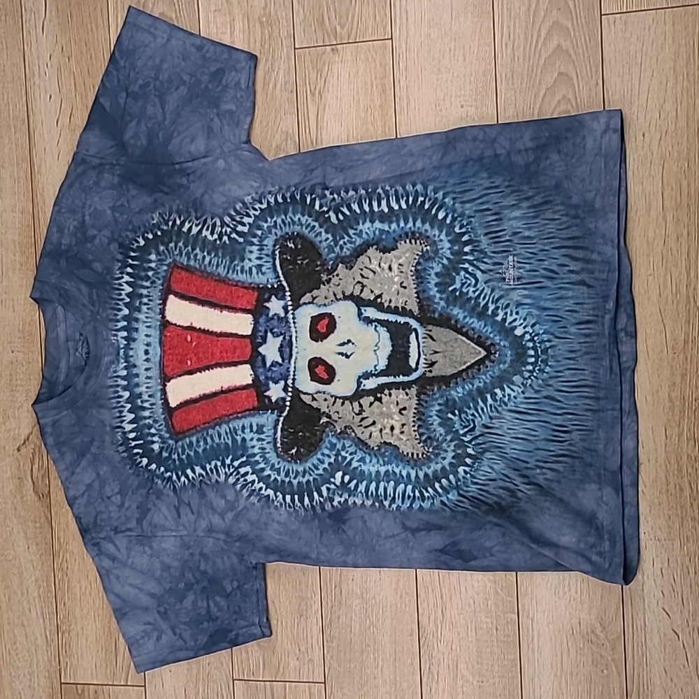 THE MOUNTAIN Grateful Dead Uncle Sam‎ Skull Blue USA Tye Dye Steve Sz M T Shirt